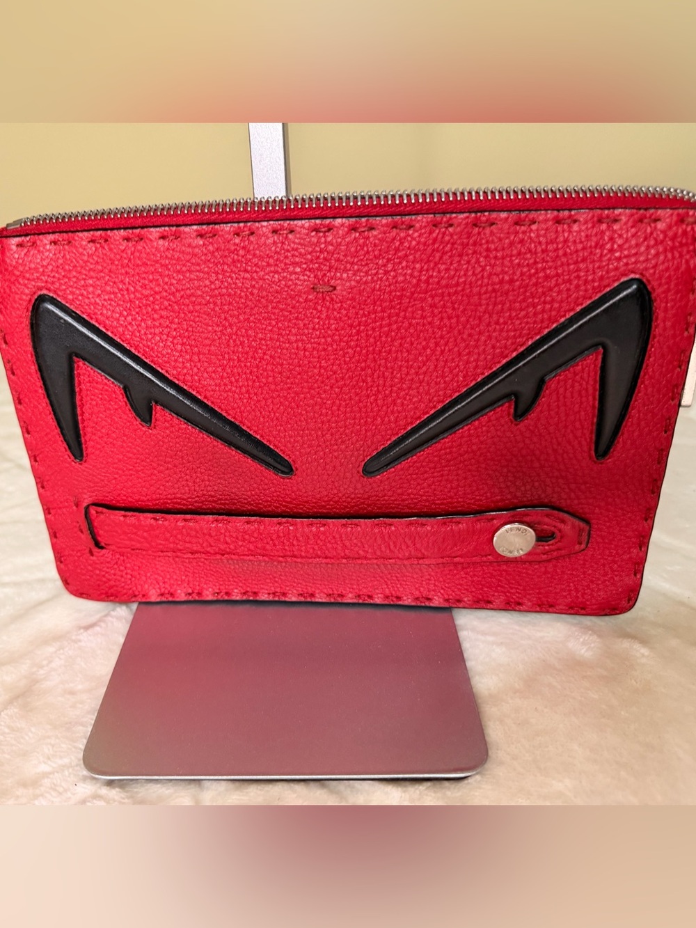 Fendi Monster Eye Clutch in Red
